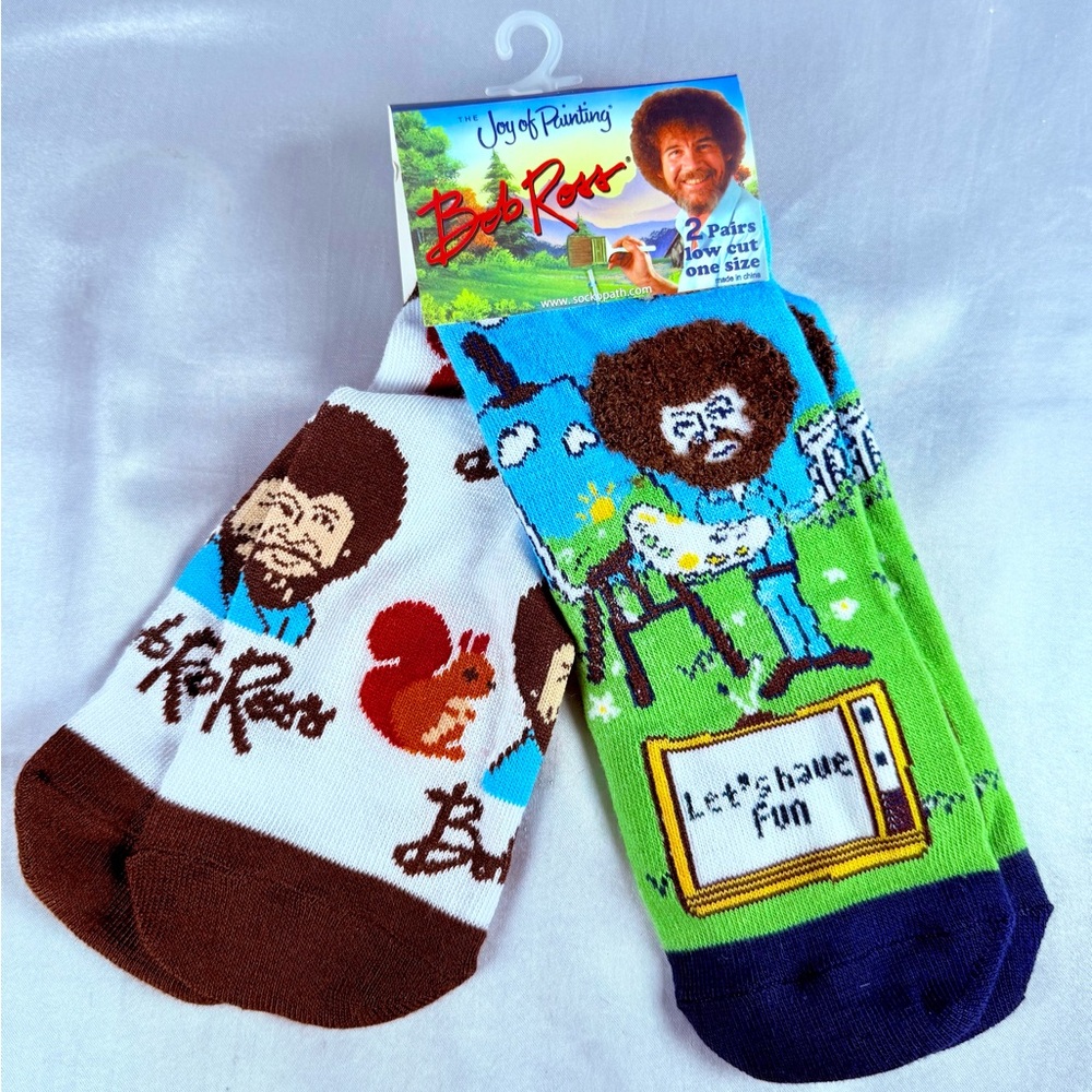 Bob Ross The Joy Of Painting Funny Novelty Crew Socks Unisex Set Of 2 New